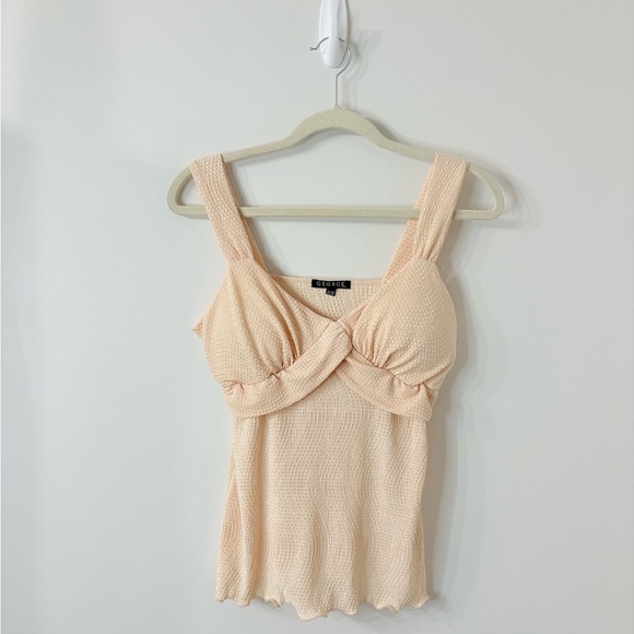 VTG Y2K GEORGE Shiny Peach Padded Babydoll Tank Top Womens M 2000's Party Glam - Picture 2 of 8